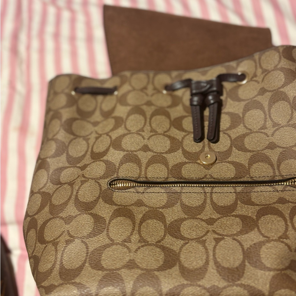 Coach Brown And Tan Signature Backpack